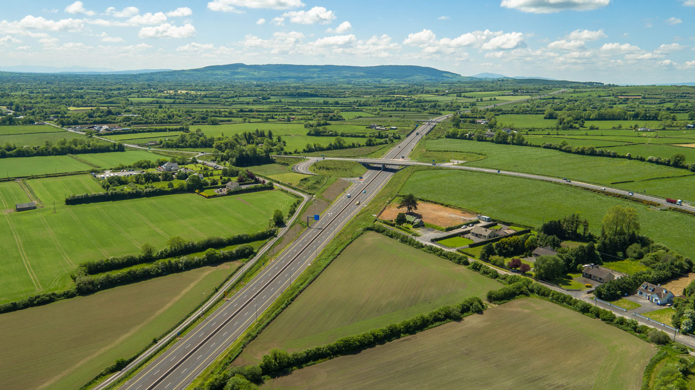 Aerial photograph of large motorway